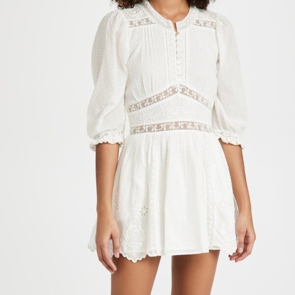 LoveShackFancy White Lace Mini Dress - Picture 1 of 13